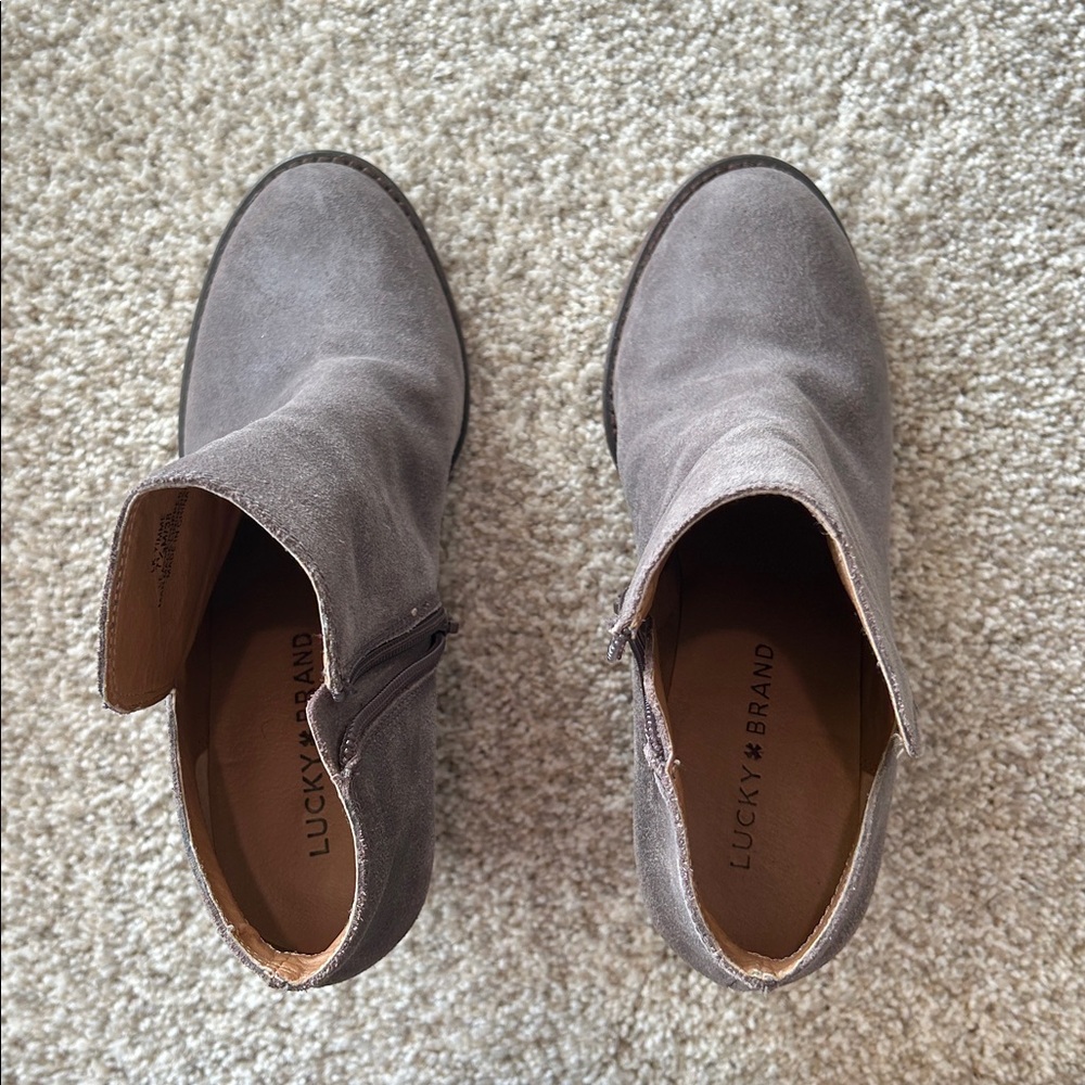 Lucky Brand Charcoal Suede Ankle Boots